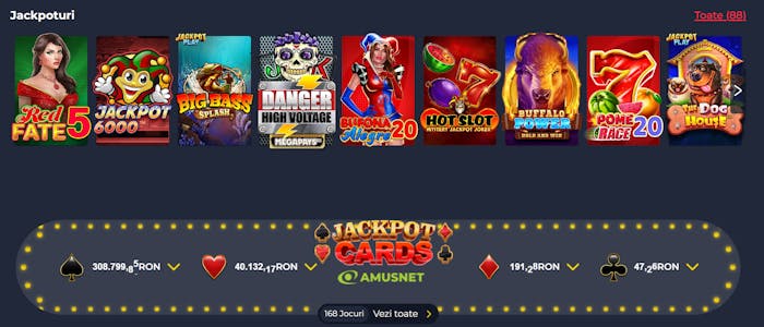 Jocuri de noroc la care poți câștiga premii jackpot pe Yoji casino.