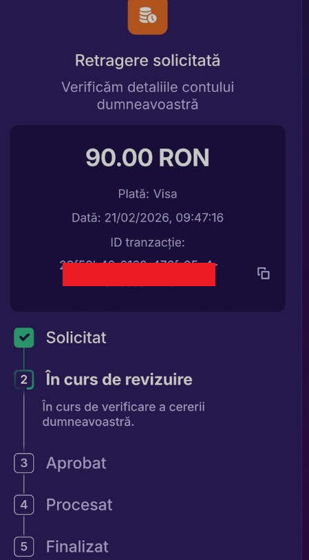 Inițierea retragerii pe Zinx Casino România