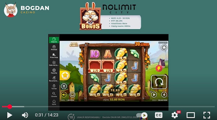 Video în care joc Bonus Bunnies și câștig cea mai bună plată de la prima rotire.